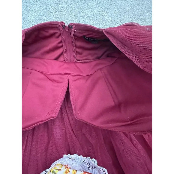 city studio  Deep Red Sleeveless V-Neck Long Evening Dress Size 3 Formal - Picture 16 of 16